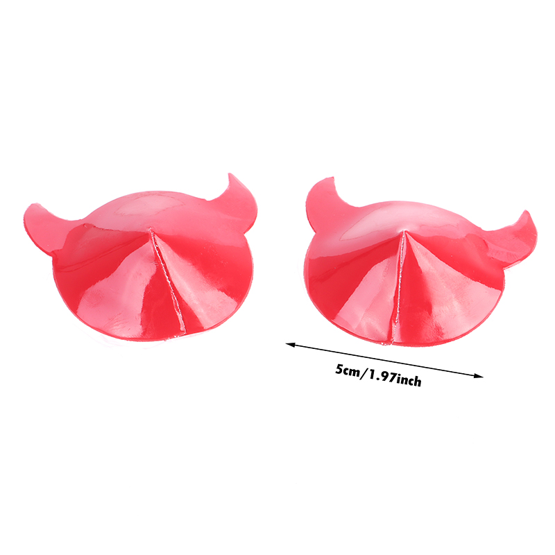 Nipple Cover Pasties - 1組の貼り付け式バストステッカー、ホーン型ステッカー、使い捨て自己粘着布製バストパッド、ニップルカバー