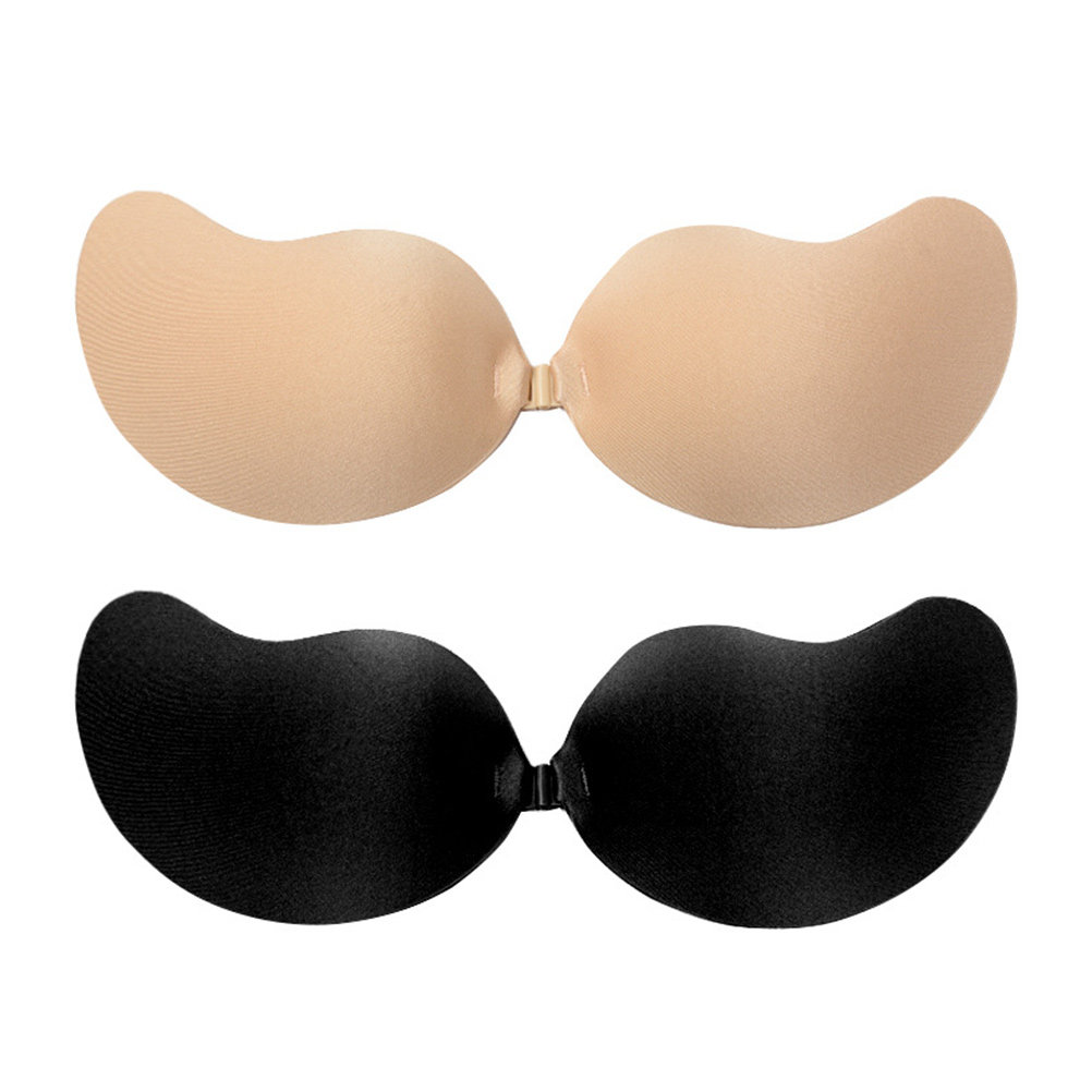 Strapless Bra Backless - 2枚入り、目立たない粘着式ストラップレスブラ、超薄型でバストを自然に持ち上げる、ウェディングドレスや背中が開いたトップスに最適。