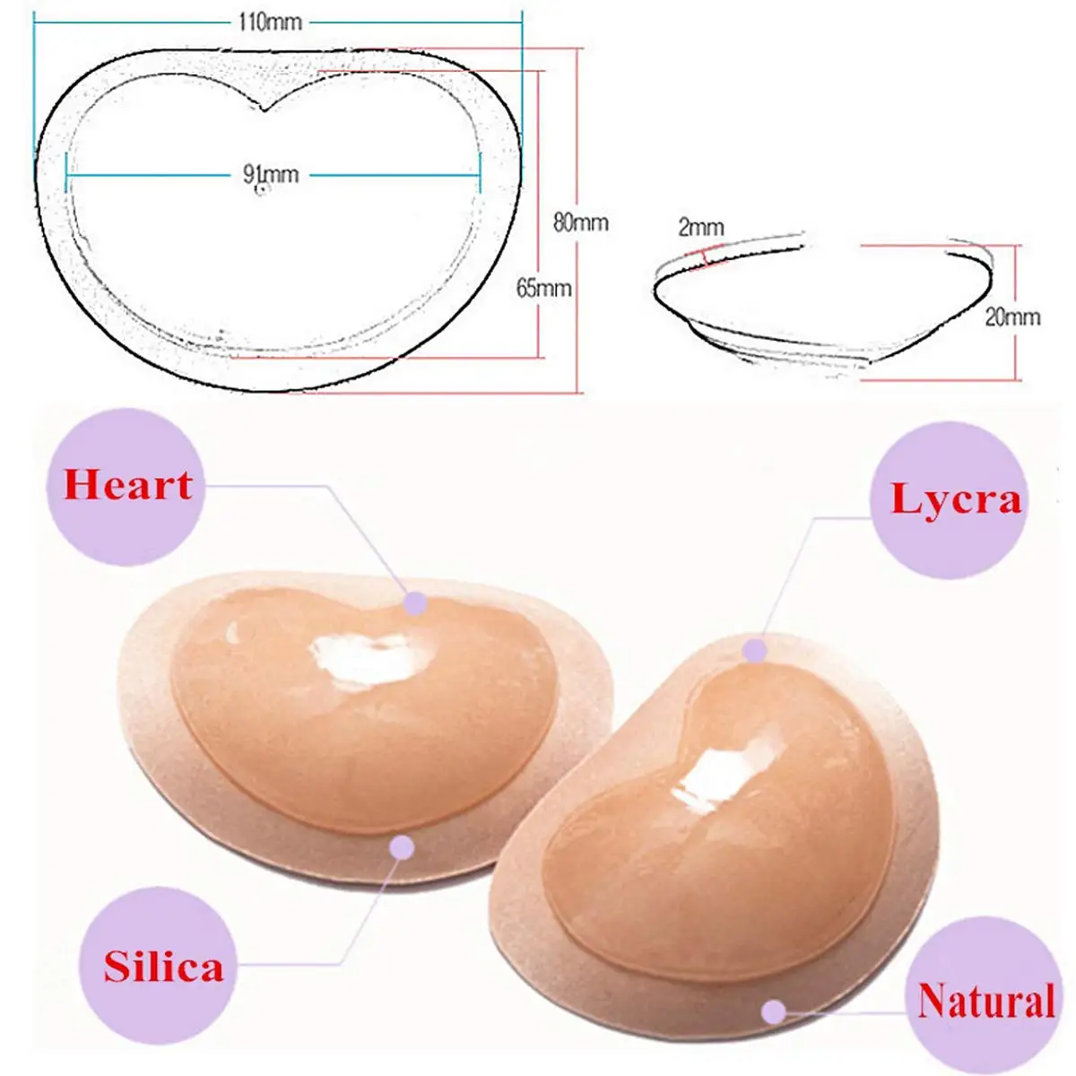 胸プッシュアップ粘着ブラジャー厚いスポンジブラパッド胸リフト - Push Up Bra Padded のレビューと価格